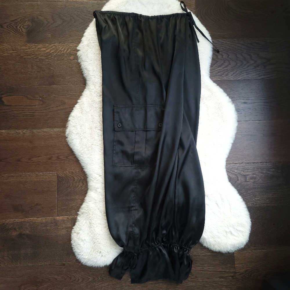 Vintage La Senza Y2K Satin Mesh Crop Utility Cargo Neglige Pants Set - Picture 9 of 14